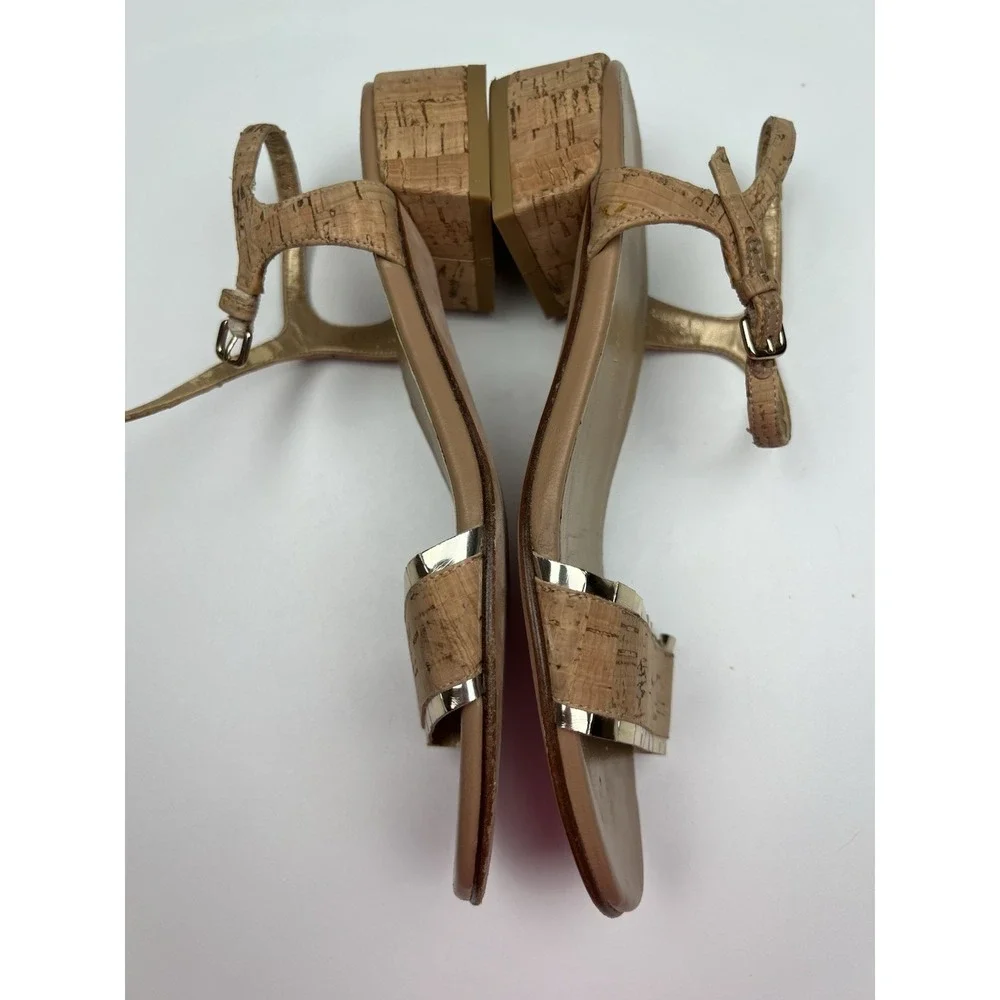 STUART WEITZMAN Synopsis Sandals in Cork and Gold Size 6.5 Narrow
